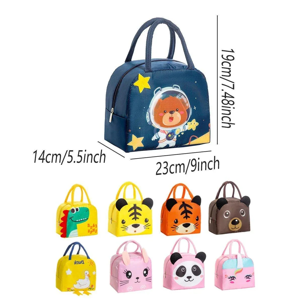 3D Bento Lunch Bag Cartoon Handbag Insulated Food Box Bag for Students LunchTote - Yellow Duck