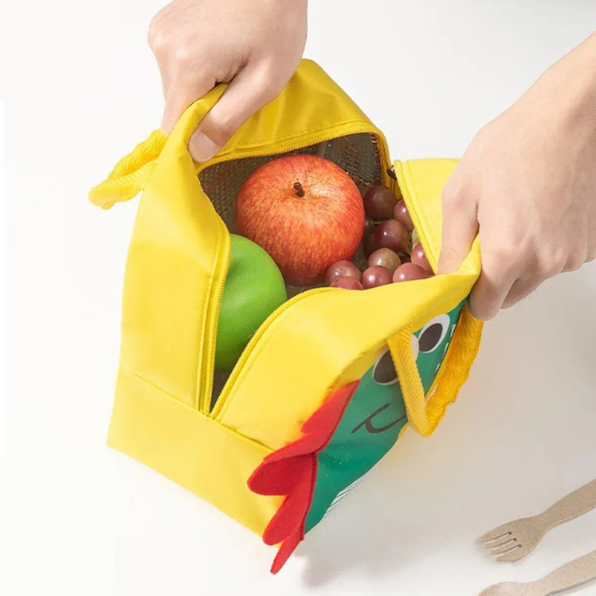 3D Bento Lunch Bag Cartoon Handbag Insulated Food Box Bag for Students LunchTote - Yellow Duck