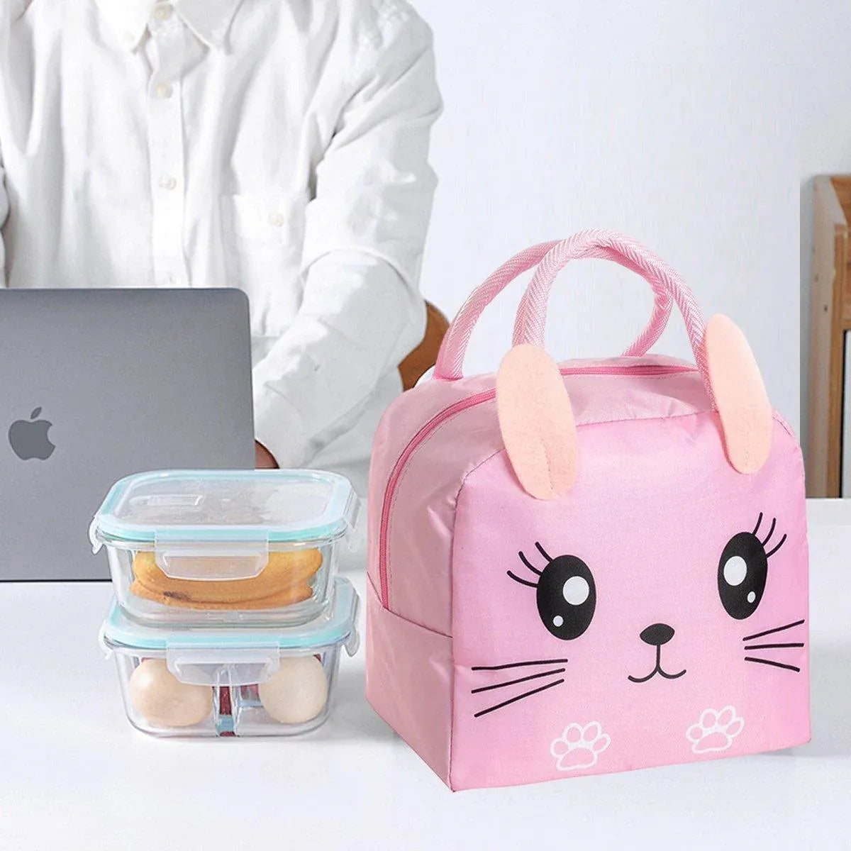 3D Bento Lunch Bag Cartoon Handbag Insulated Food Box Bag for Students LunchTote - Yellow Duck
