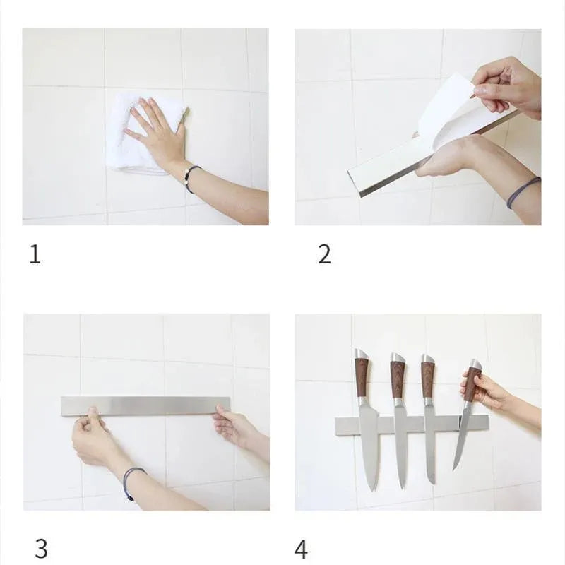 40/50cm Stainless Steel Magnetic Knife Rack Holder Knives Tool Shelf Magnet - 30CM