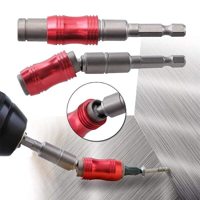 Pivot Drill Bit Holder Steel Impact Swivel Screw Adapter for Quick Bit Changes - Red Silver