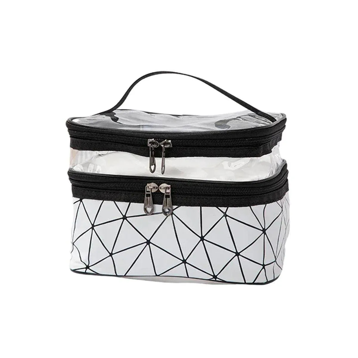Portable Double-Layer Large Capacity Waterproof Cosmetic Bag Travel Toiletry Bag - Silver