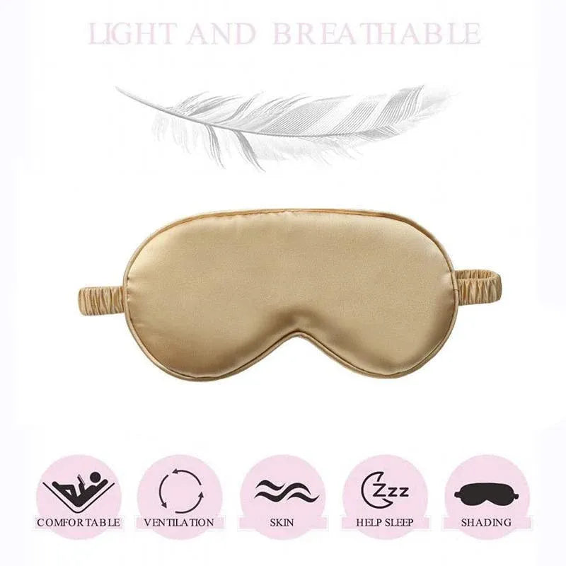 Pure Soft Silk EyeShade Blindfold Sleep Eye Mask Cover Light Shade Travel Relax - Navy