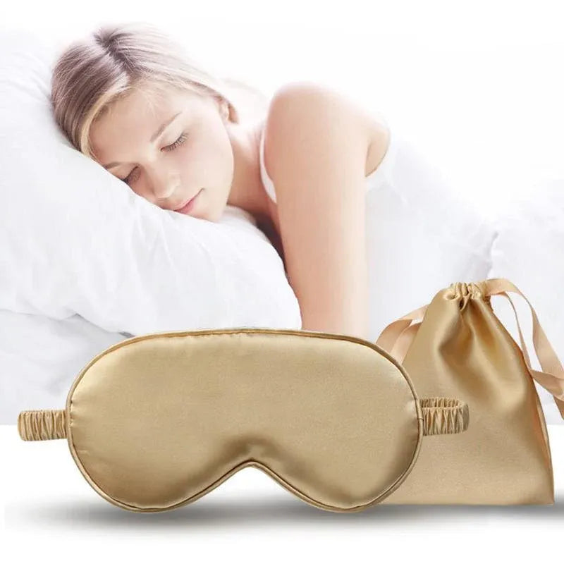 Pure Soft Silk EyeShade Blindfold Sleep Eye Mask Cover Light Shade Travel Relax - Navy