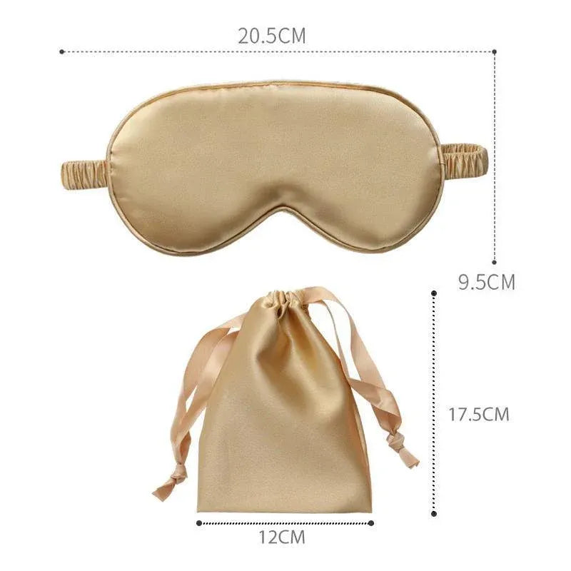 Pure Soft Silk EyeShade Blindfold Sleep Eye Mask Cover Light Shade Travel Relax - Navy