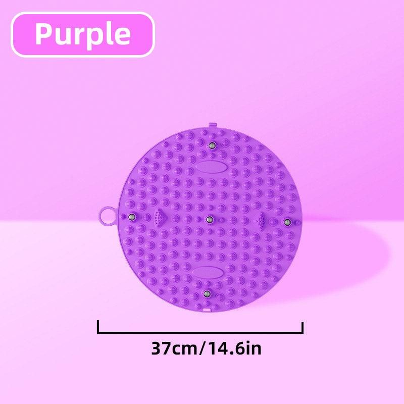 37/55cm Soft Silicone Circular Foot Mat with Textured Surface - Blue-37cm