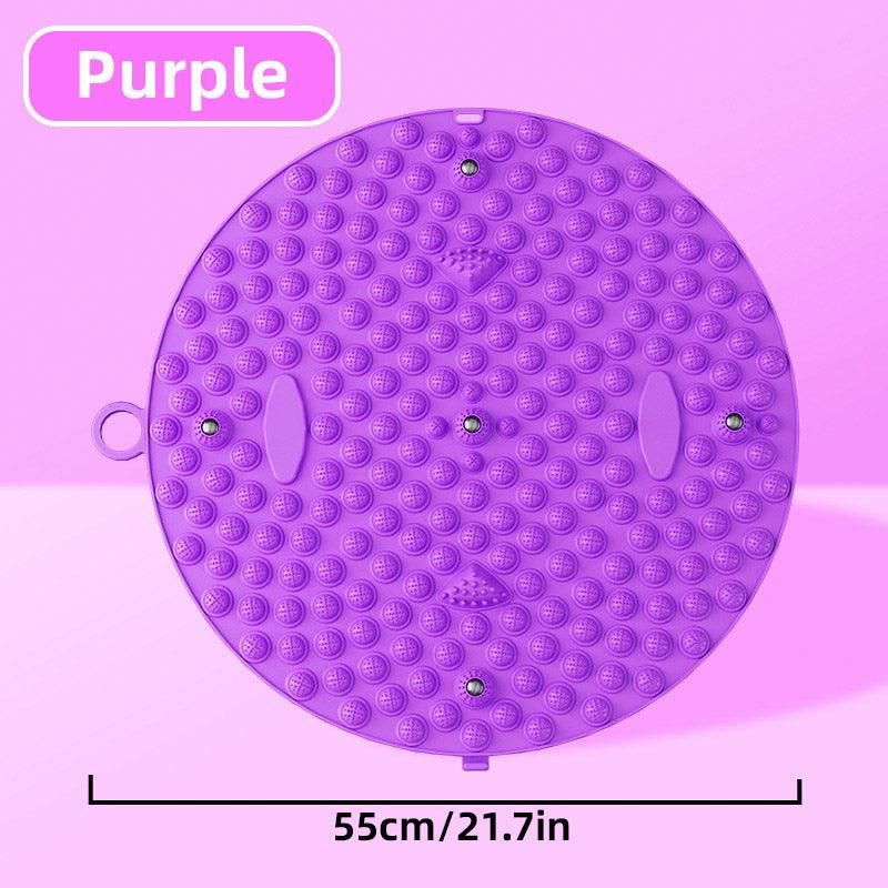 37/55cm Soft Silicone Circular Foot Mat with Textured Surface - Blue-37cm