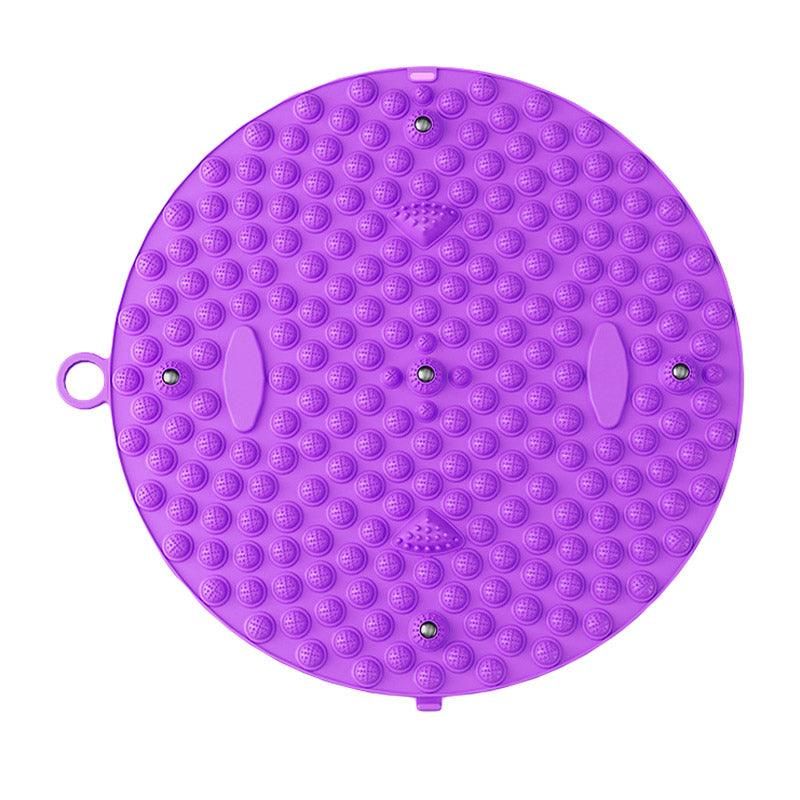 37/55cm Soft Silicone Circular Foot Mat with Textured Surface - Purple-37cm
