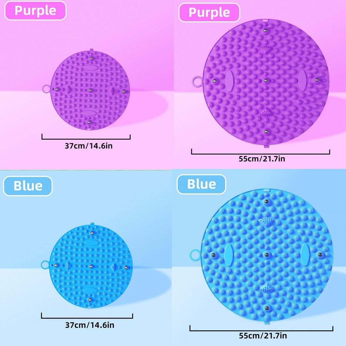 37/55cm Soft Silicone Circular Foot Mat with Textured Surface - Purple-37cm