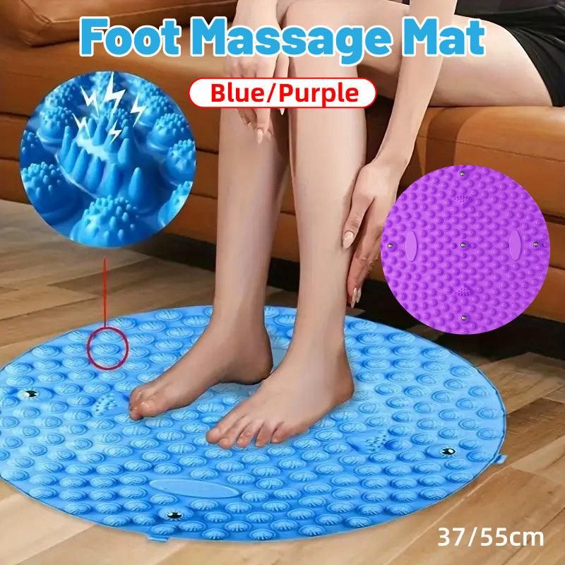 37/55cm Soft Silicone Circular Foot Mat with Textured Surface - Purple-37cm