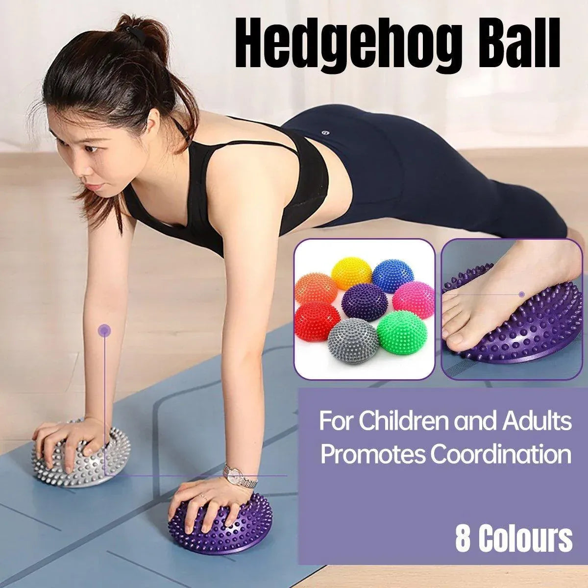 Spiky Massage Ball PVC Half Round Yoga Exercise Foot Hand Cushion - Orange