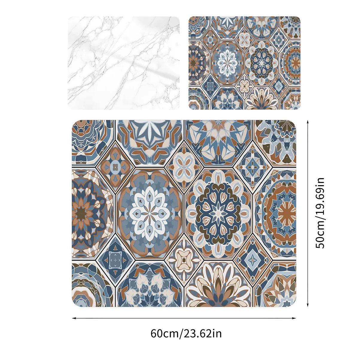 Washing Machine Water Absorbent Mat Quick Dry Dust Proof for Laundry Room Use - Colourful Print
