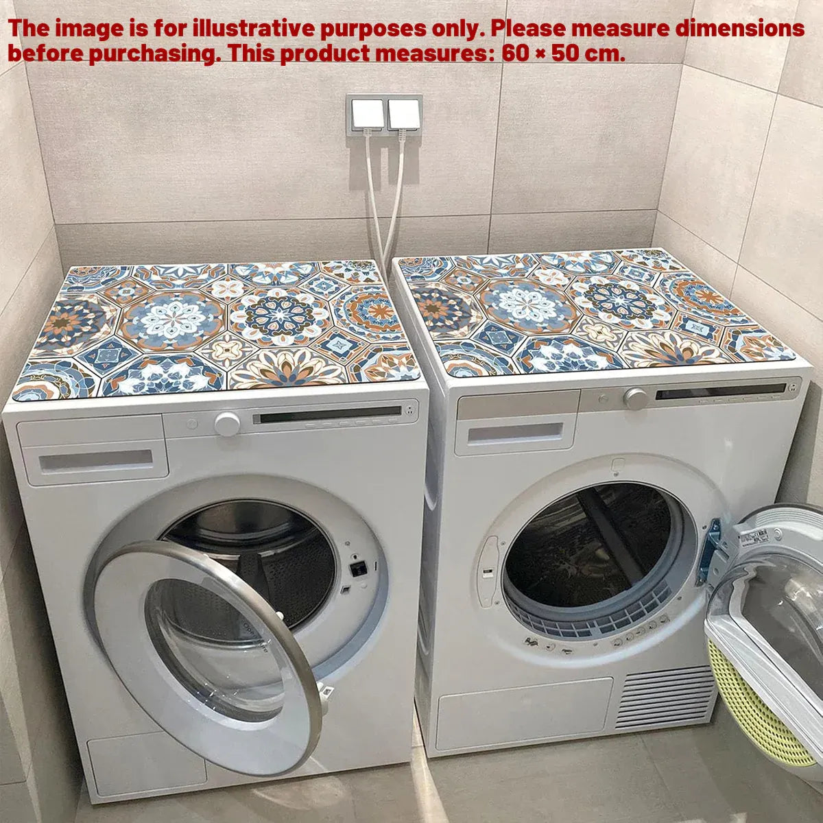 Washing Machine Water Absorbent Mat Quick Dry Dust Proof for Laundry Room Use - Colourful Print