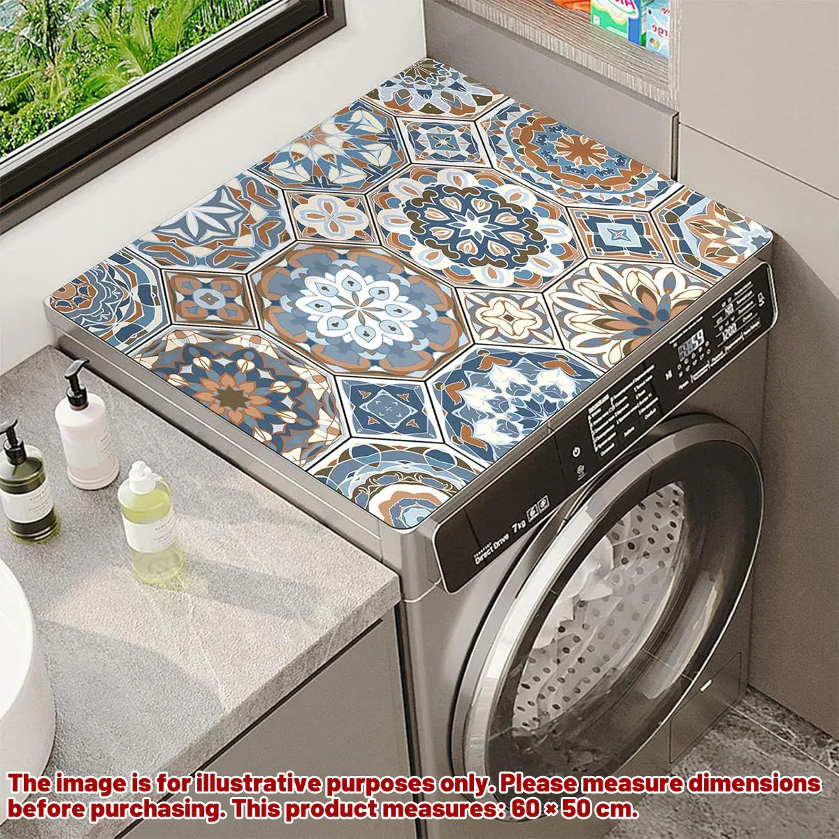 Washing Machine Water Absorbent Mat Quick Dry Dust Proof for Laundry Room Use - Colourful Print