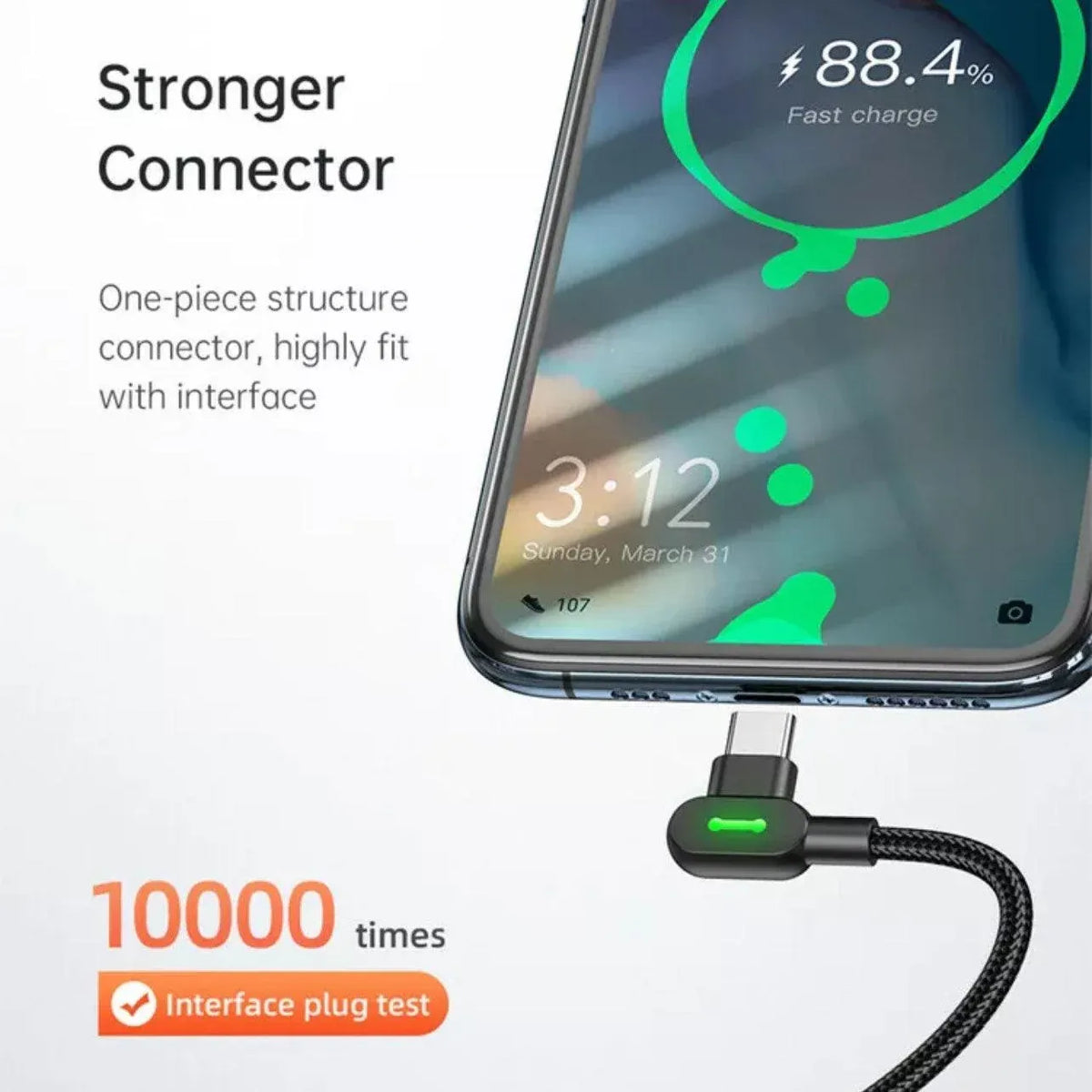 Mcdodo Fast Usb Cable Heavy Duty Charging Syn Charger Type-C 90 Degree Angle - 1.8m