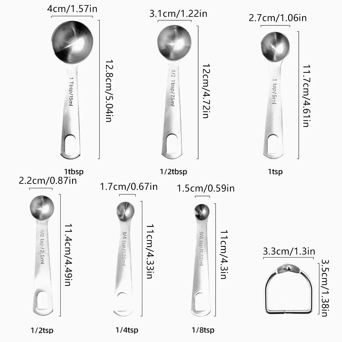 6PCS Measuring Cups Spoons 304 Stainless Steel Baking Tools With Scale Set