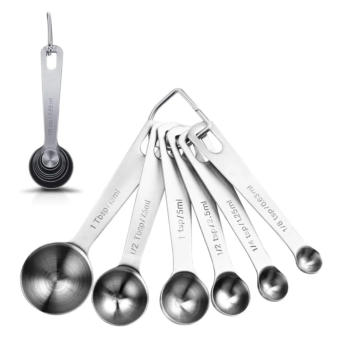 6PCS Measuring Cups Spoons 304 Stainless Steel Baking Tools With Scale Set