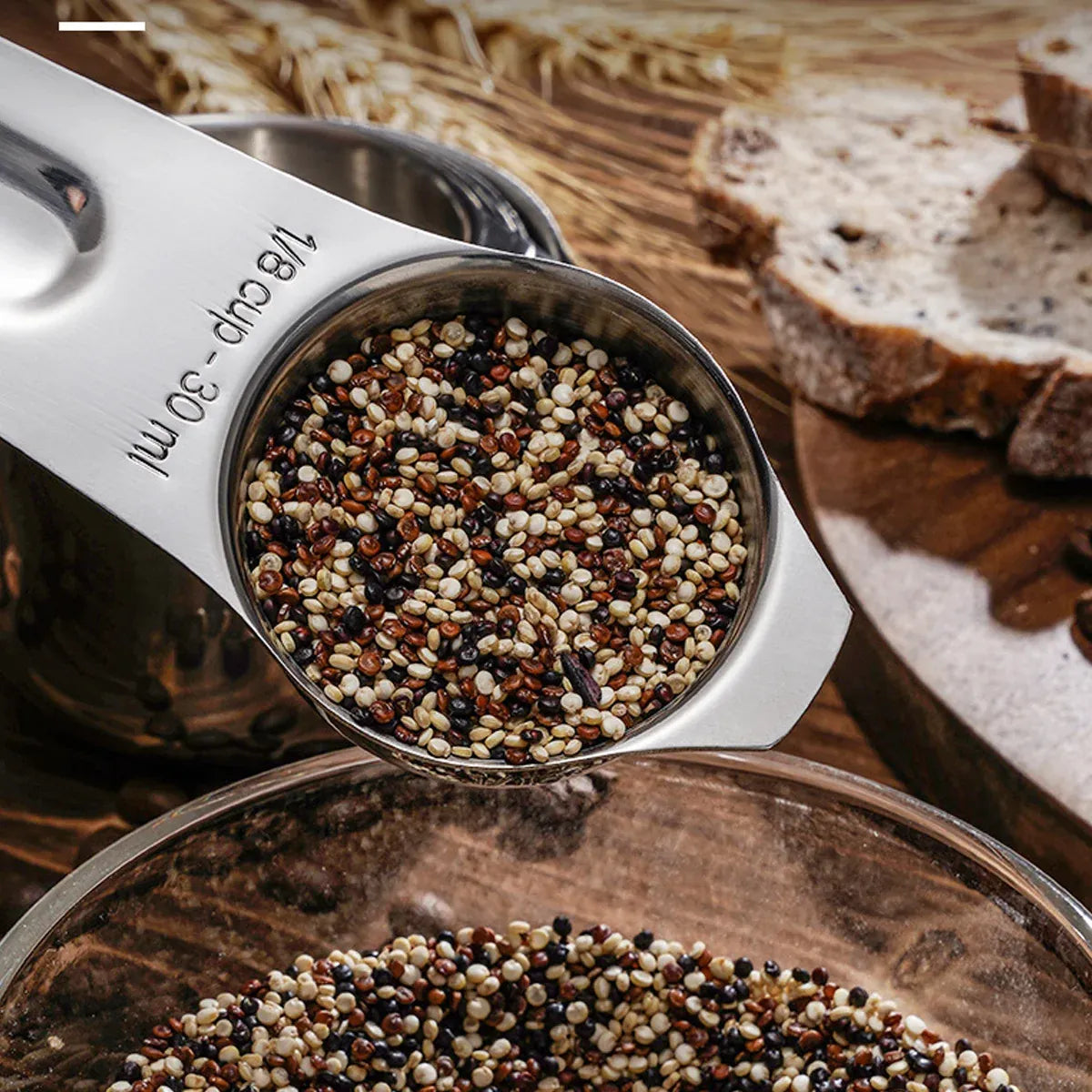 6PCS Measuring Cups Spoons 304 Stainless Steel Baking Tools With Scale Set