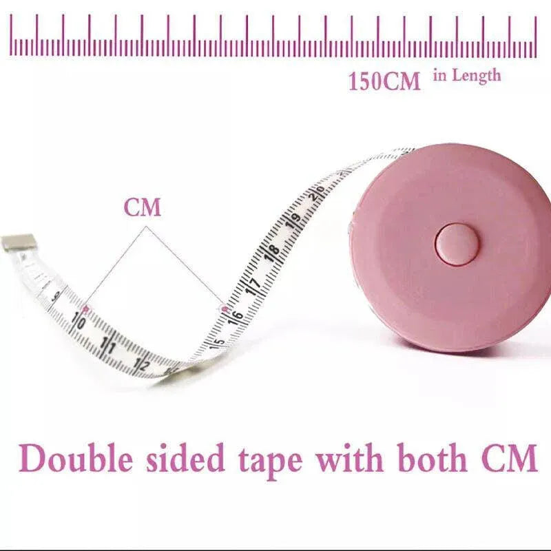 Blue 150cm retractable tailor tape with polished finish and connector fittings