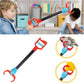 Robot claw collage showing a child using the grabber and close-ups gripping small toys