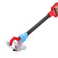 Close-up of the red robot claw gripping a clear plastic bottle