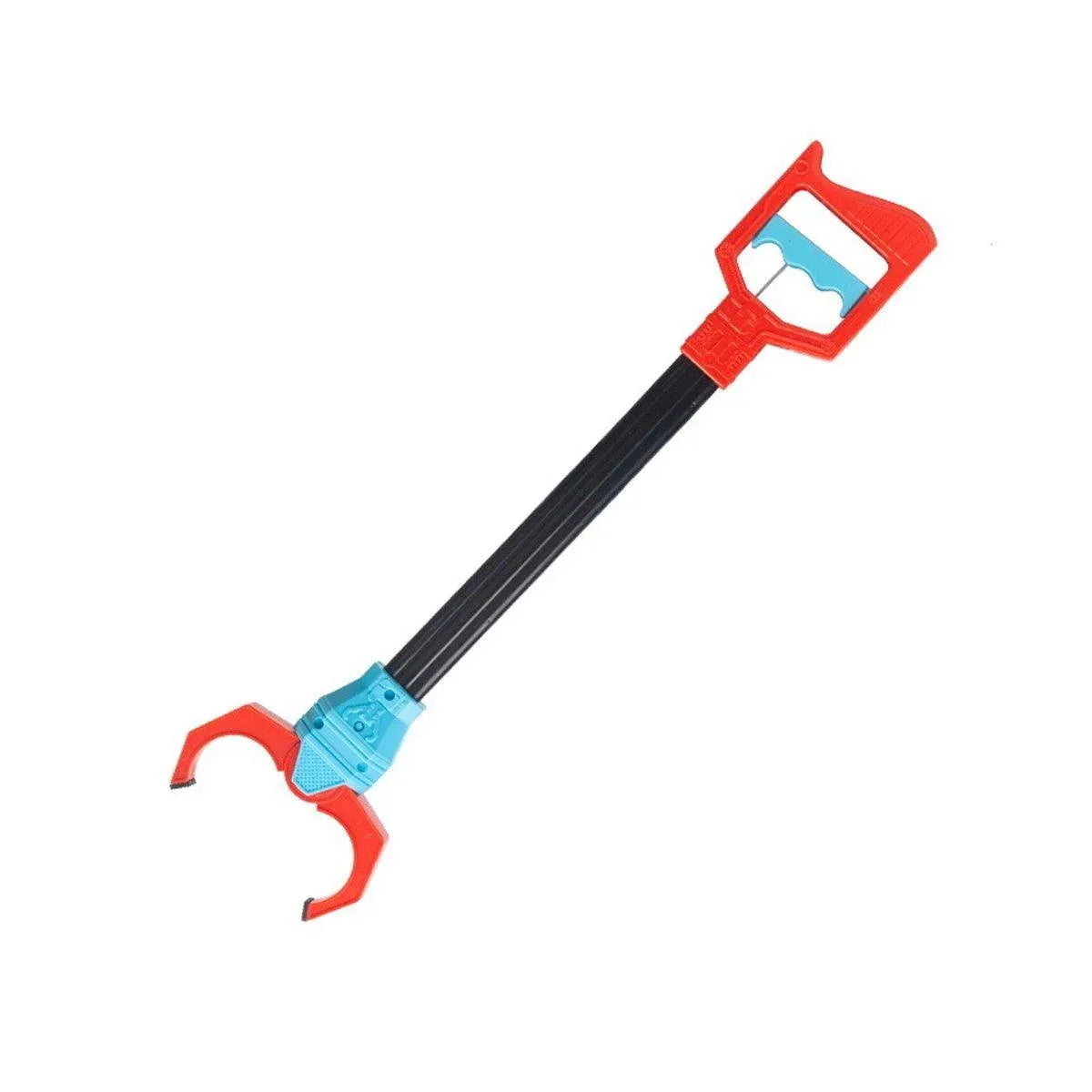 Single red and black robot claw grabber shown diagonally with its claw open