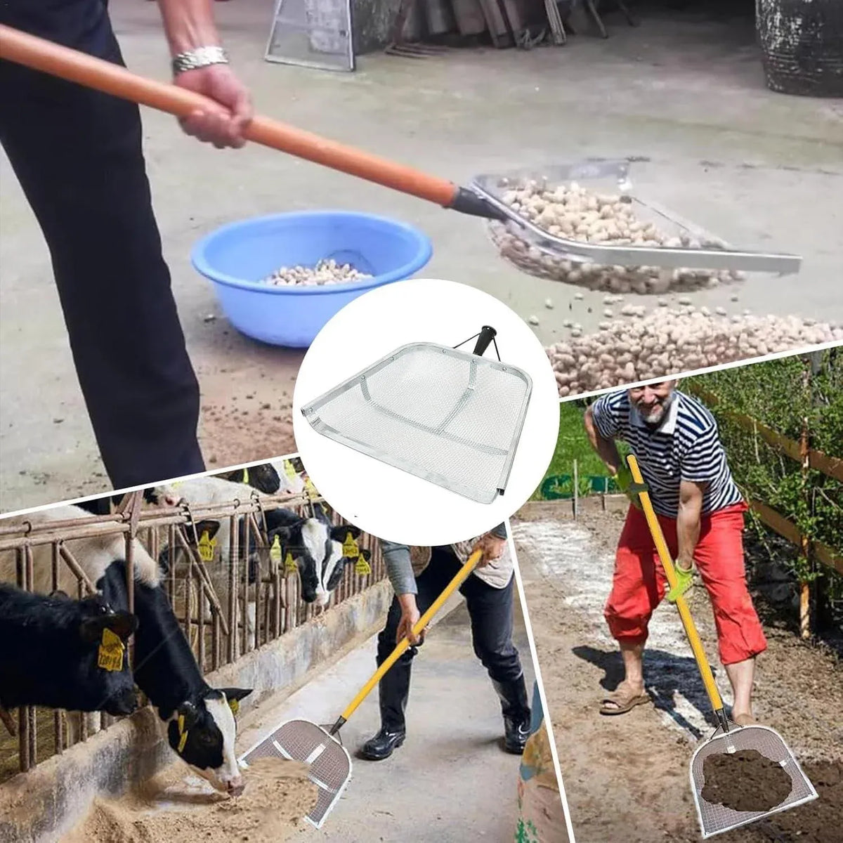 Stainless Steel Soil Sifter Drain Shovel Gardening Mesh Screen Filter Durable - 60MM