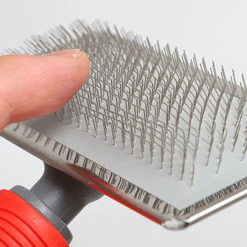 L Size Hair Shedding Grooming Trimmer Comb Brush Slicker Undercoat Rake Pet Dog Cat - Red