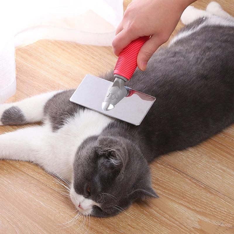 L Size Hair Shedding Grooming Trimmer Comb Brush Slicker Undercoat Rake Pet Dog Cat - Red