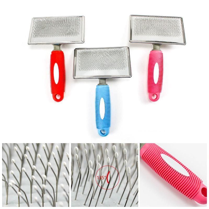 L Size Hair Shedding Grooming Trimmer Comb Brush Slicker Undercoat Rake Pet Dog Cat - Red