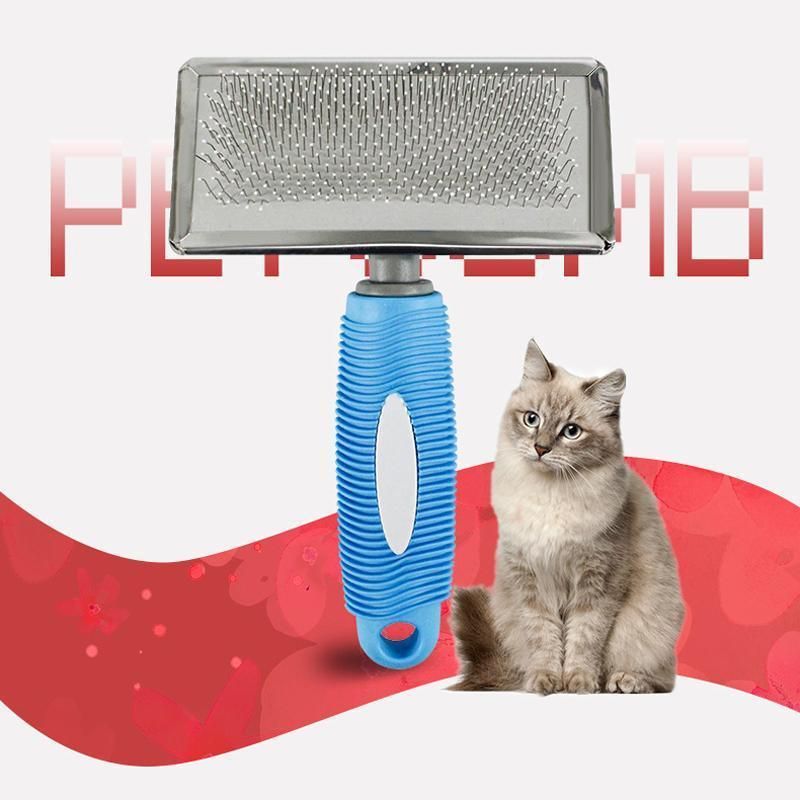 L Size Hair Shedding Grooming Trimmer Comb Brush Slicker Undercoat Rake Pet Dog Cat - Red