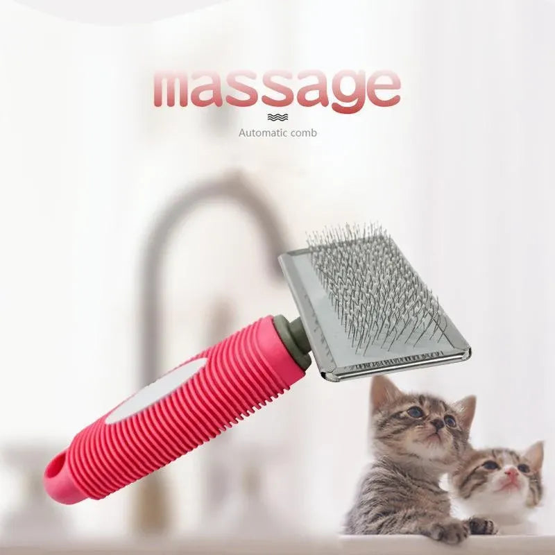 L Size Hair Shedding Grooming Trimmer Comb Brush Slicker Undercoat Rake Pet Dog Cat - Red