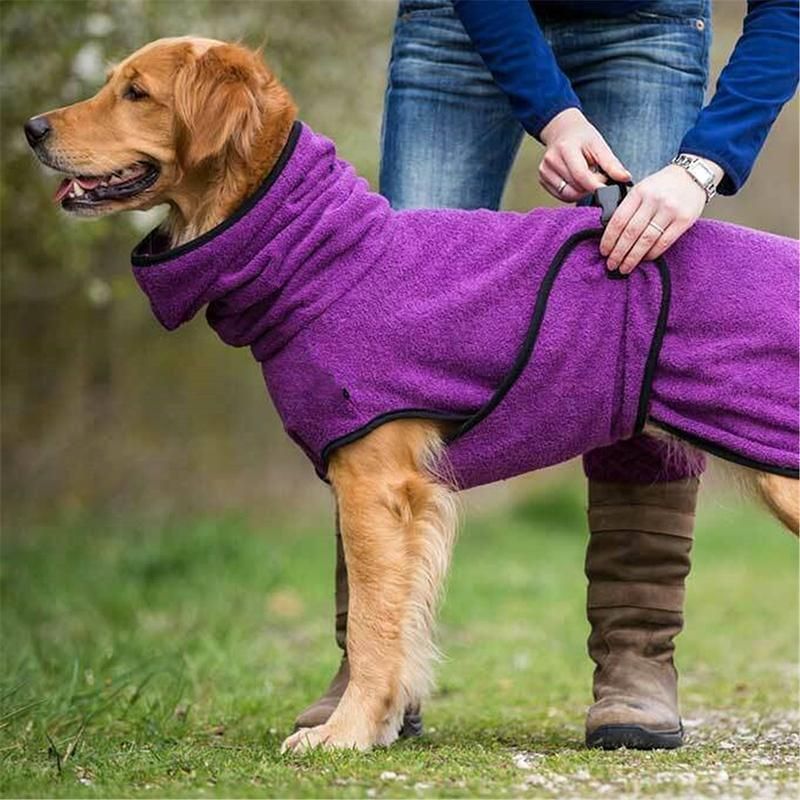 Dog Puppy Hoodies Jacket Solid Coat Pet Winter Soft Warm Clothes S-5XL Black - XL