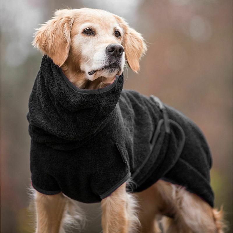 Dog Puppy Hoodies Jacket Solid Coat Pet Winter Soft Warm Clothes S-5XL Black - XL