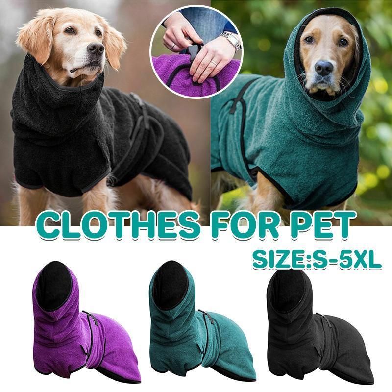 Dog Puppy Hoodies Jacket Solid Coat Pet Winter Soft Warm Clothes S-5XL Black - XL