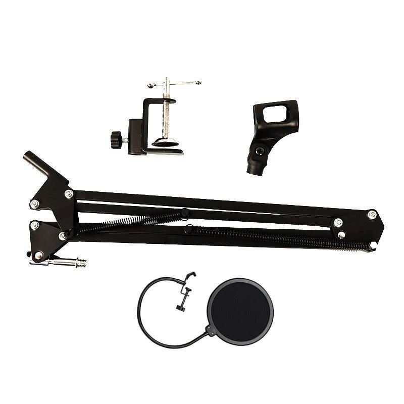 Microphone Suspension Boom Arm Desktop Stand Mic Holder Mount and Pop Filter - Mic Stand with Pop Filter