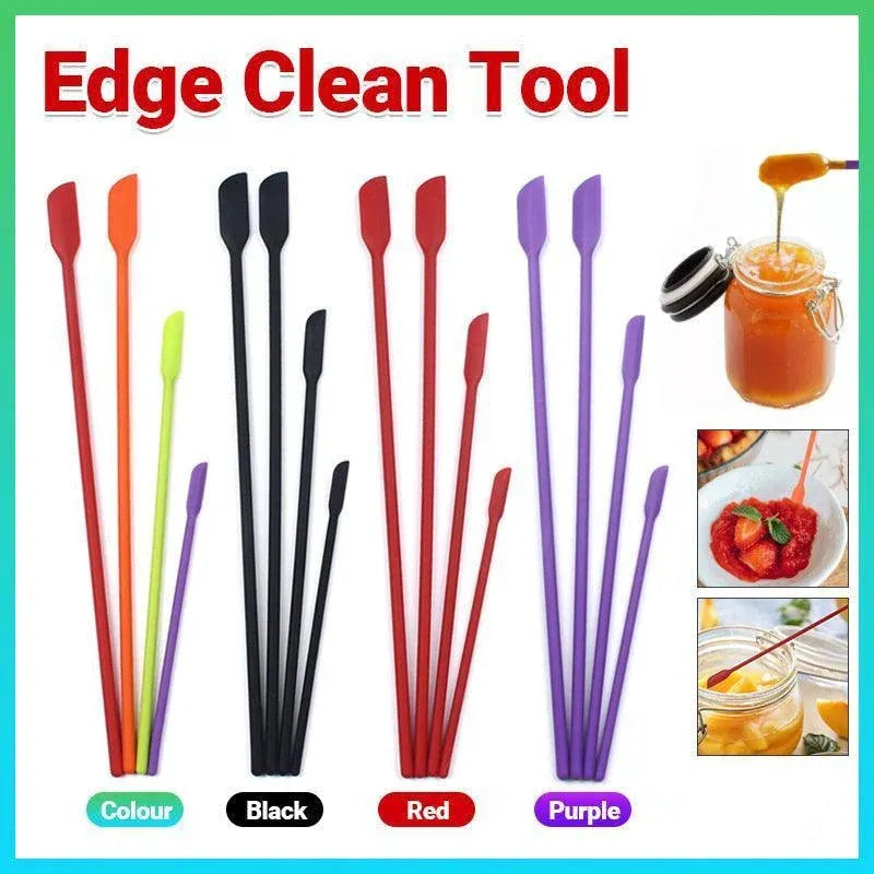 4X Silicone Mini Spatula Jar Scraper Scoop Tip Long Spatula Cosmetic Bottle B8A3 - Red