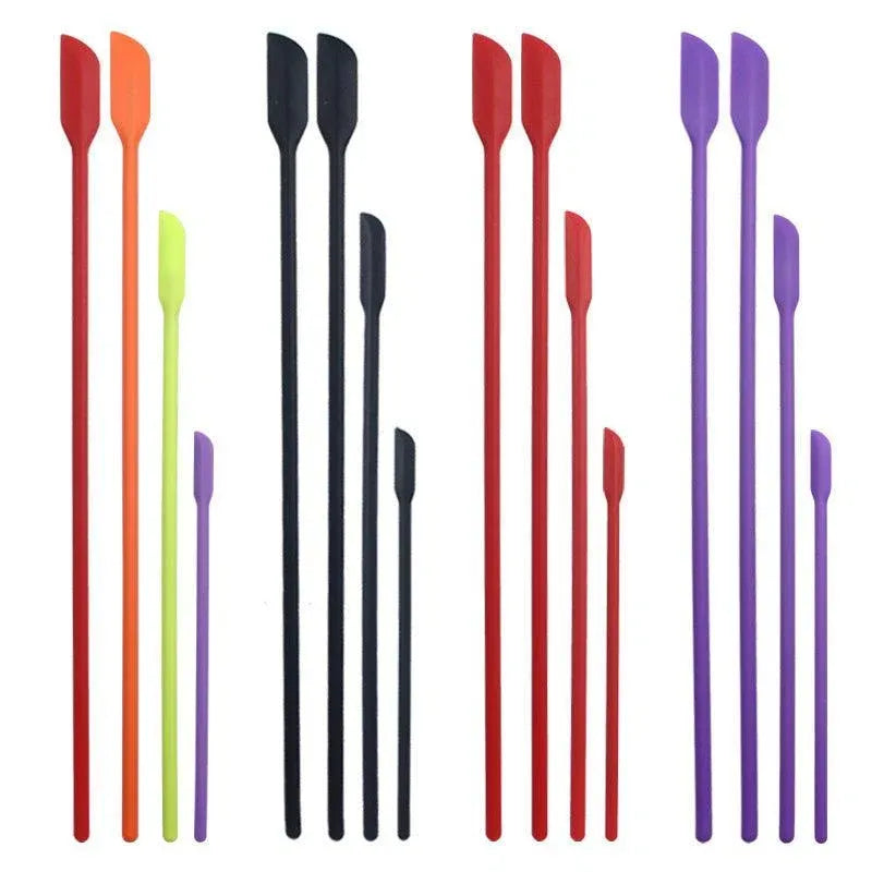 4X Silicone Mini Spatula Jar Scraper Scoop Tip Long Spatula Cosmetic Bottle B8A3 - Red