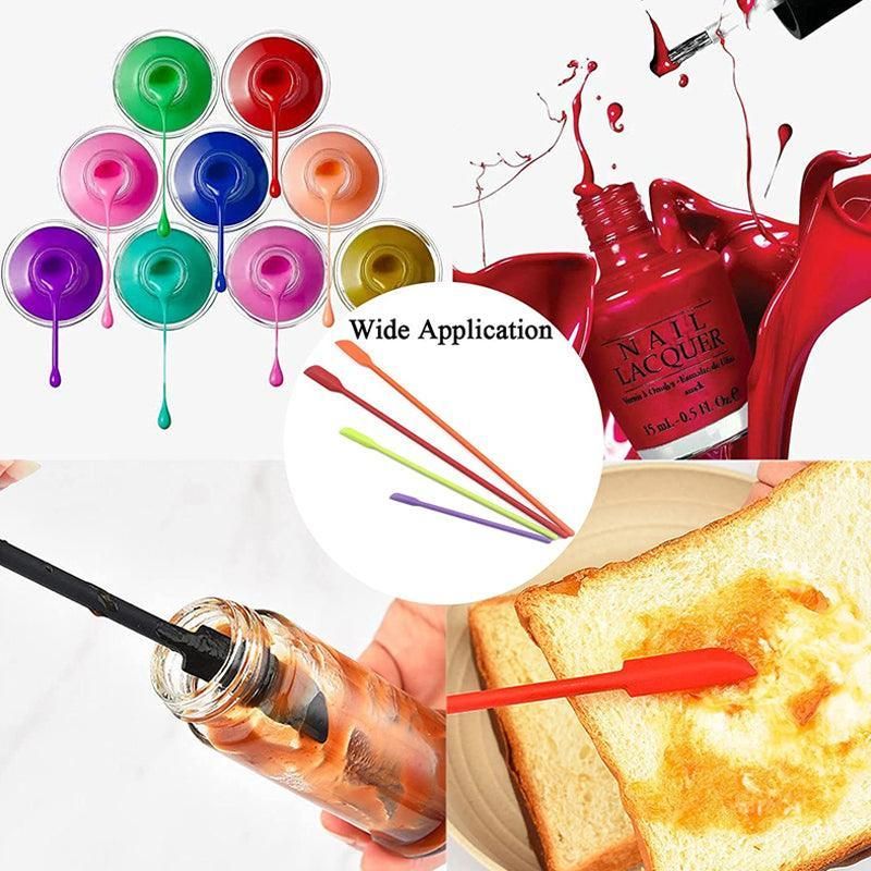 4X Silicone Mini Spatula Jar Scraper Scoop Tip Long Spatula Cosmetic Bottle B8A3 - Red