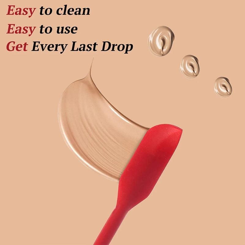 4X Silicone Mini Spatula Jar Scraper Scoop Tip Long Spatula Cosmetic Bottle B8A3 - Red