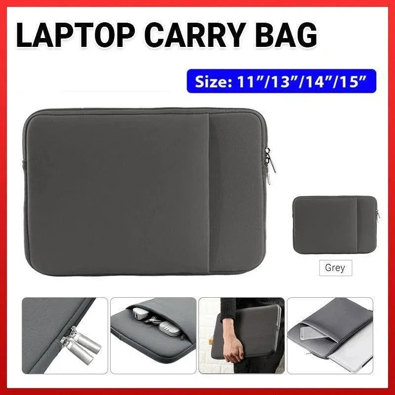 Grey Laptop Macbook Notebook Sleeve Bag Travel Carry Case Cover For 11 13 14 15 Inch Lap Top - 13Inch