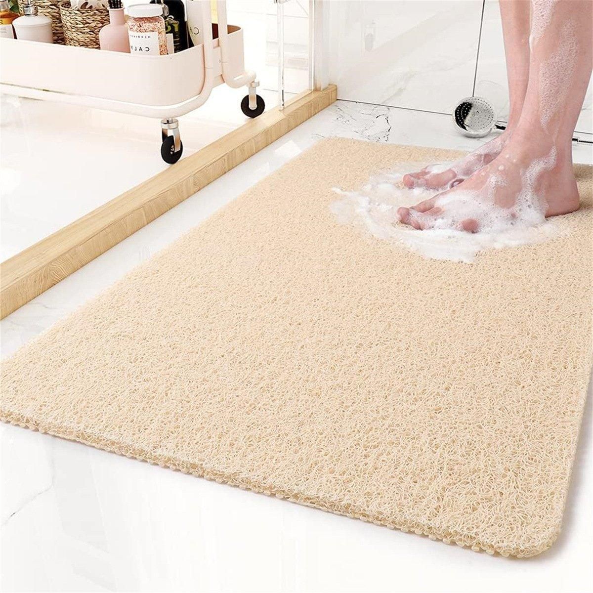Anti Slip Bathroom Mat Non Slip Shower Floor Mat Quick Dry Soft Comfortable Rug - Beige-40x60cm
