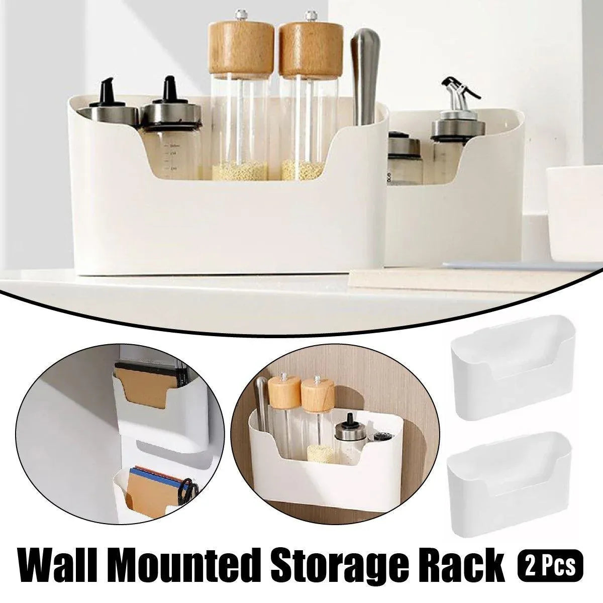 2PCS Wall Mounted Storage Rack Kitchen Bathroom Cabinet Door Sundries Holder