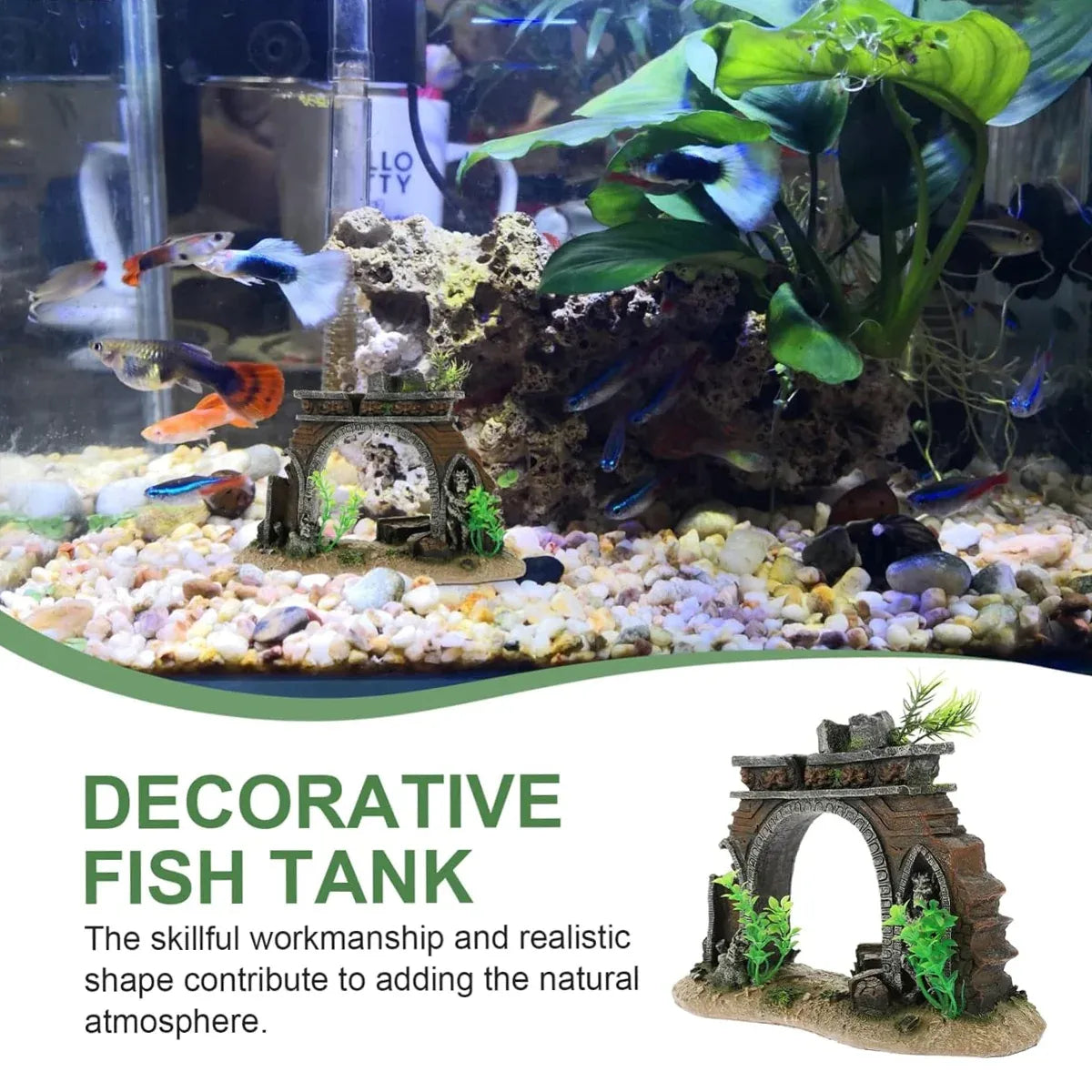 Fish Tank Landscape Archway Door Plate Decoration Fish Shrimp Shelter Aquarium