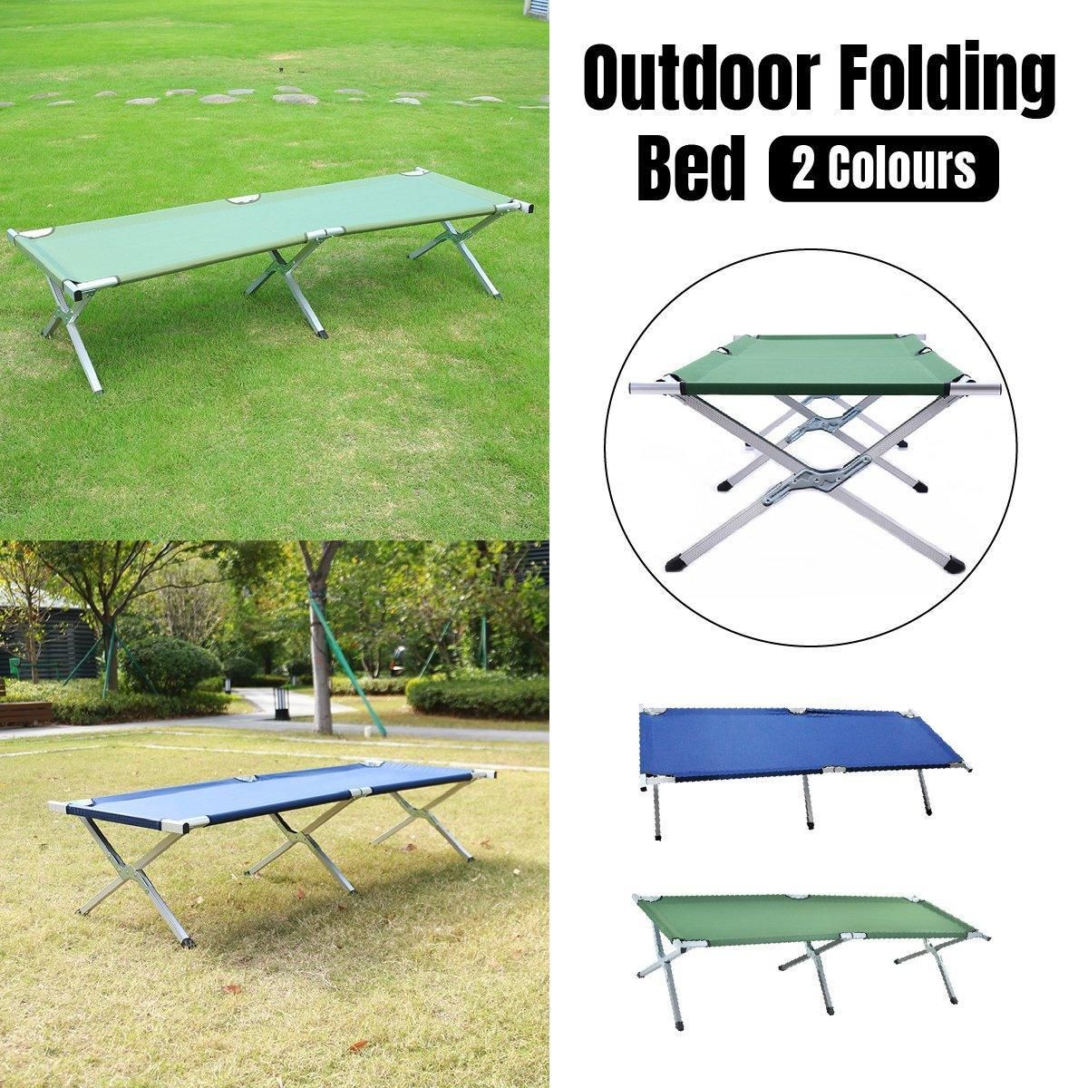 Portable Lightweight Folding Aluminum Camping Bed Ultra Light Outdoor Camp Bed - Green