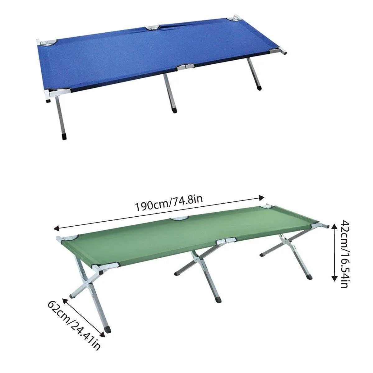 Portable Lightweight Folding Aluminum Camping Bed Ultra Light Outdoor Camp Bed - Green