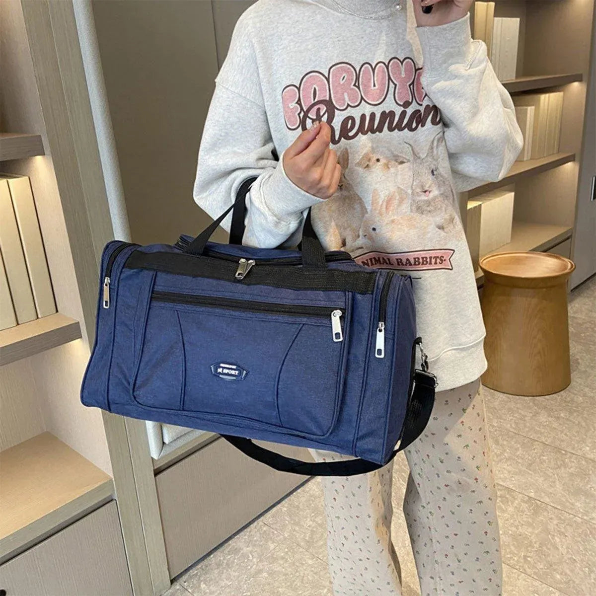 Large Capacity Waterproof Travel Luggage Bag Lightweight Foldable Handbag - Mini-Blue