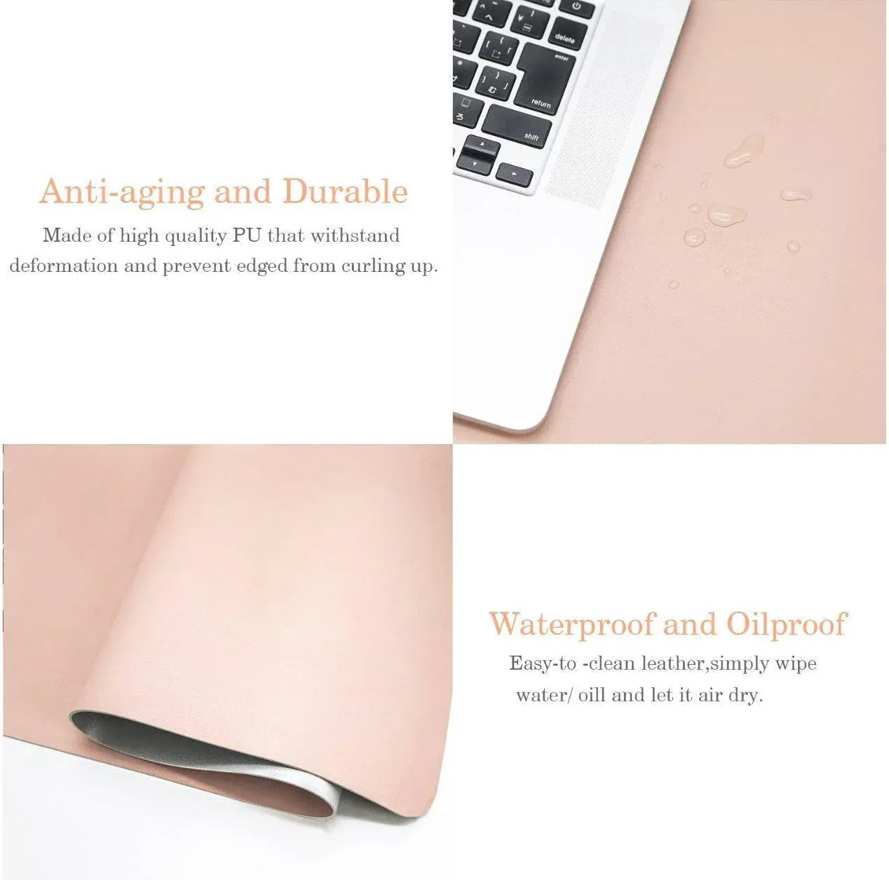 Large Leather Gaming Mouse Pad Waterproof Desk Keyboard Mat 120 x 60cm - Light Blue