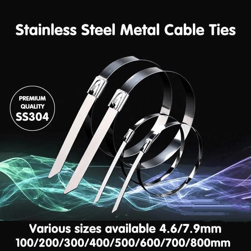 20X Stainless Steel Cable Ties S304 Marine Grade Zip Strap Locking Wrap 100-800Mm - 7.9x600mm