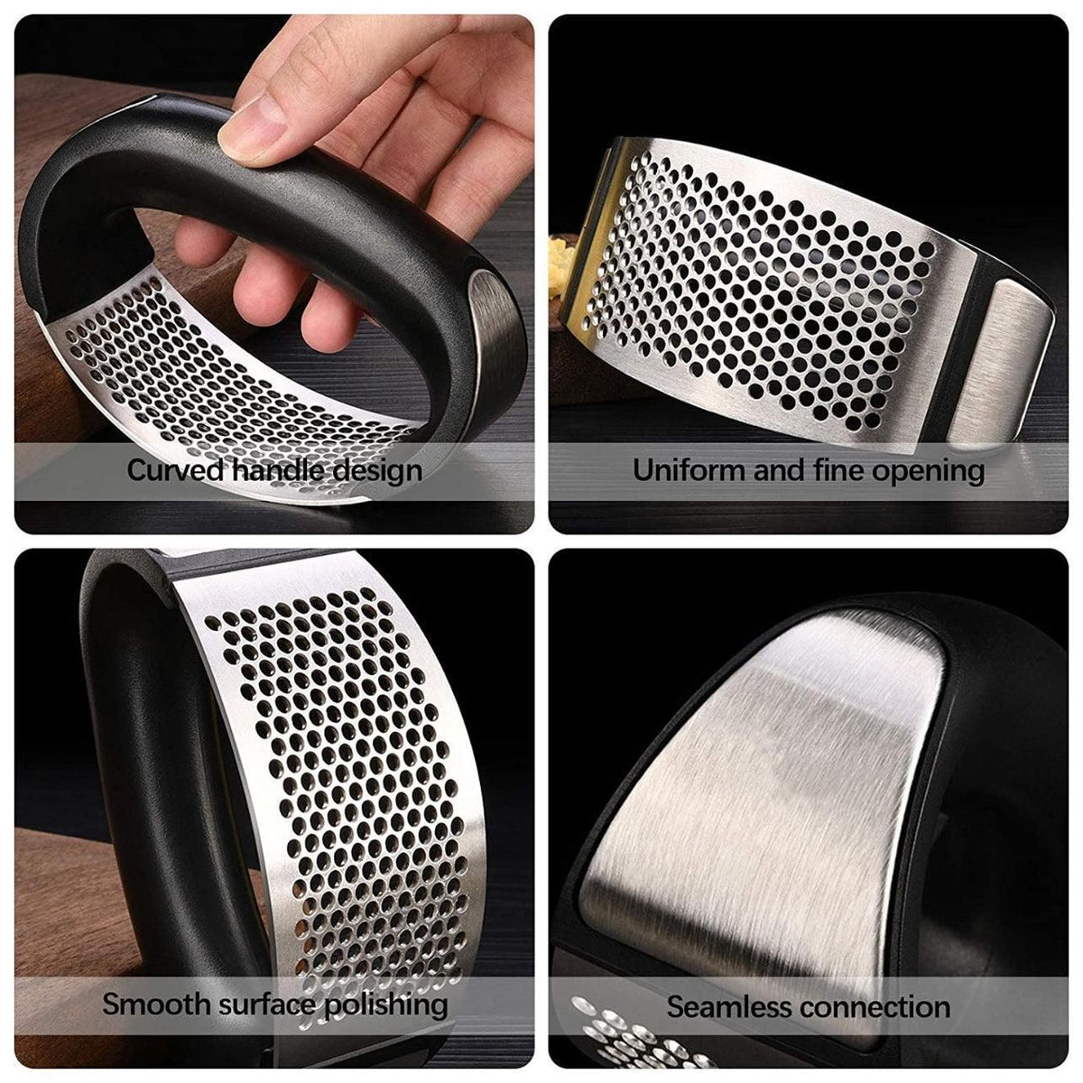 Stainless Steel Garlic Masher Press Crusher Squeezer Masher Kitchen Gadget - Silver